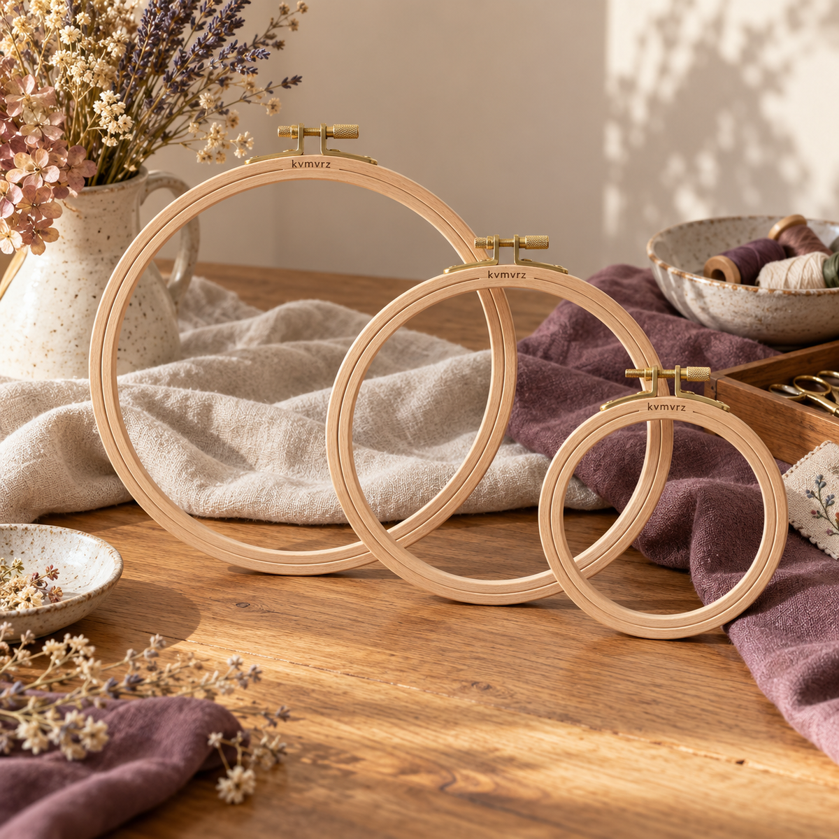 kvmvrz Beech Embroidery Hoop Trio — lifestyle scene