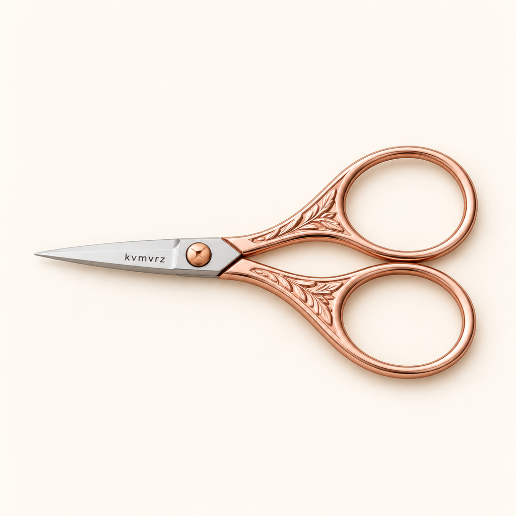 kvmvrz Rose-Gold Embroidery Scissors — studio view