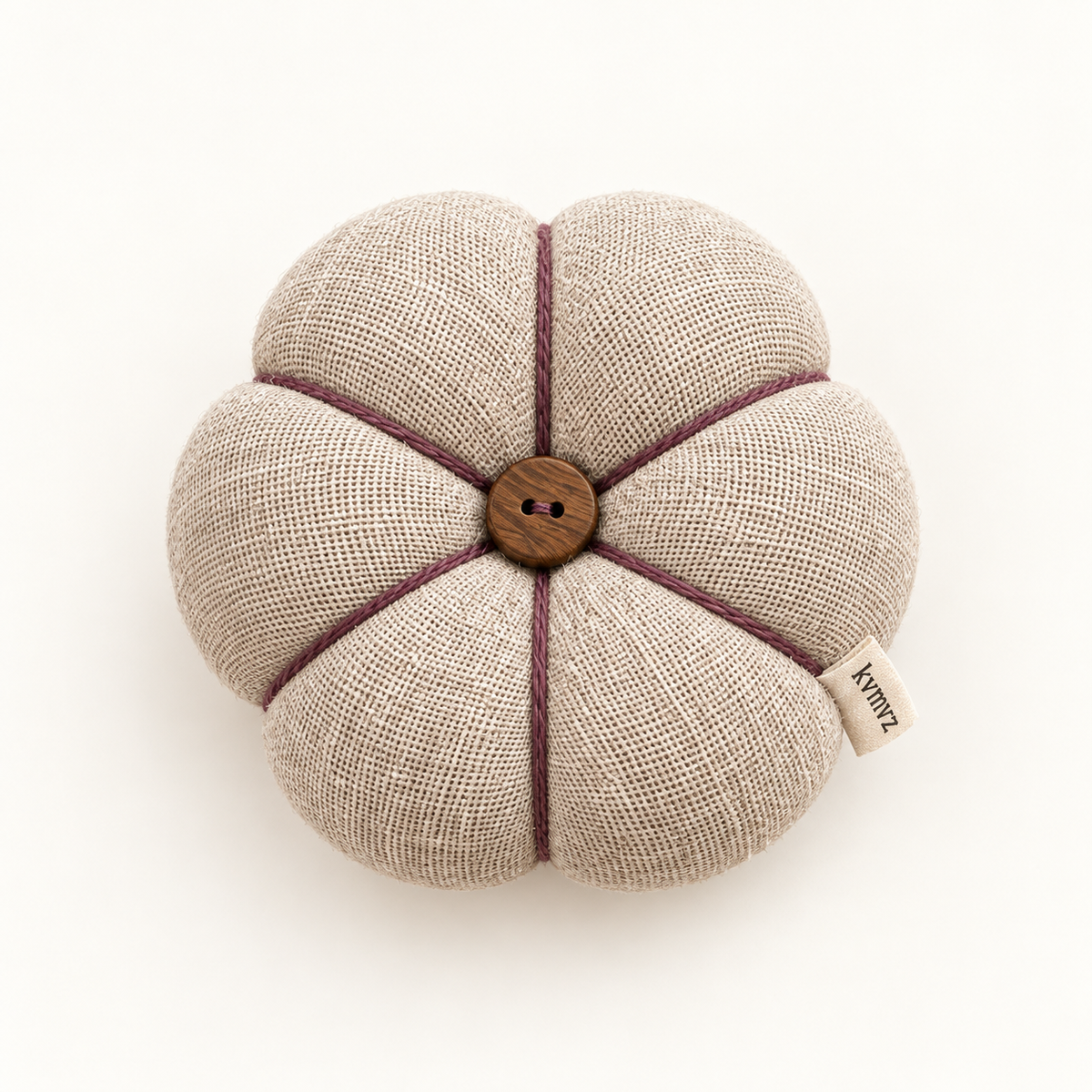 kvmvrz Linen Pumpkin Pincushion — studio view