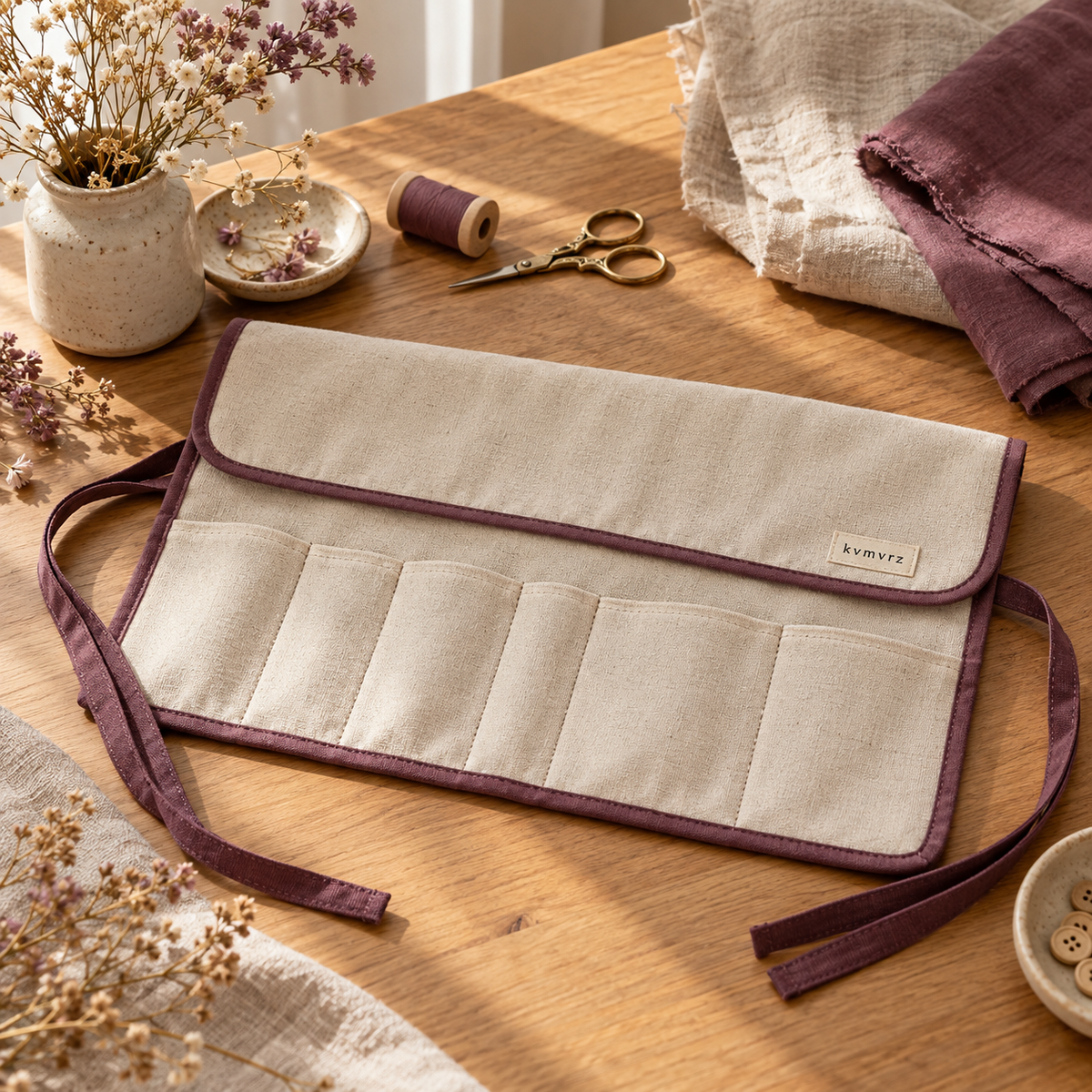 kvmvrz Canvas Sewing Tool Roll — lifestyle scene
